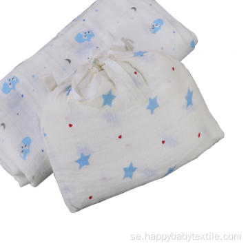 Baby Cotton Muslin Swaddle with Self Muslin Bag